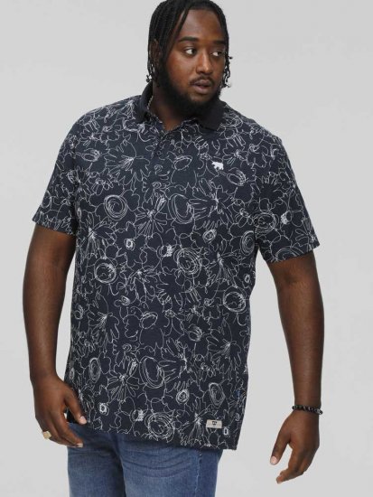 D555 ROLAND Printed Polo Shirt Navy - Polosärgid - Meeste suured polosärgid 2XL – 8XL