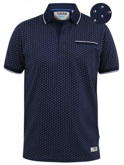 D555 DARWIN AO Printed Polo Shirt Navy - Polosärgid - Meeste suured polosärgid 2XL – 8XL