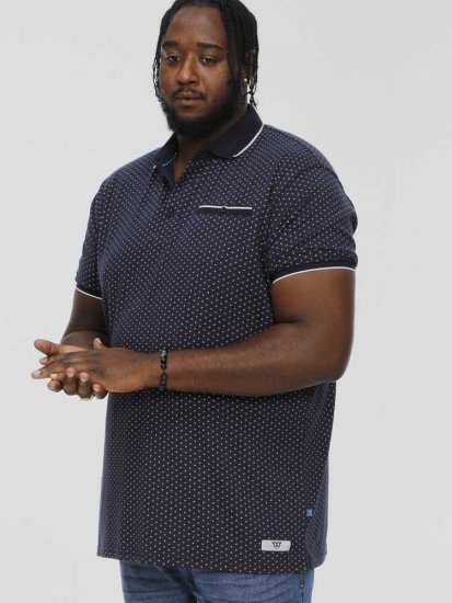 D555 DARWIN AO Printed Polo Shirt Navy - Polosärgid - Meeste suured polosärgid 2XL – 8XL