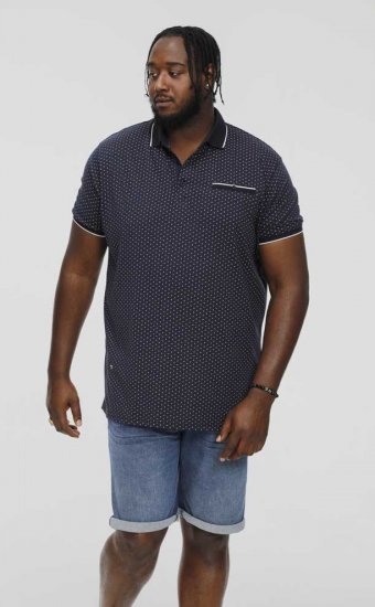 D555 DARWIN AO Printed Polo Shirt Navy - Polosärgid - Meeste suured polosärgid 2XL – 8XL