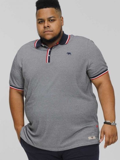 D555 BAYTON 2 Fine Stripe Jersey Polo Grey - Polosärgid - Meeste suured polosärgid 2XL – 8XL
