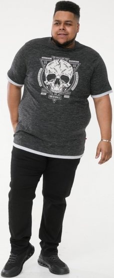 D555 DARREN Skull Printed T-Shirt With Double Layer On Hem & Cuff Black Reno - T-särgid - Suured T-särgid 2XL – 14XL