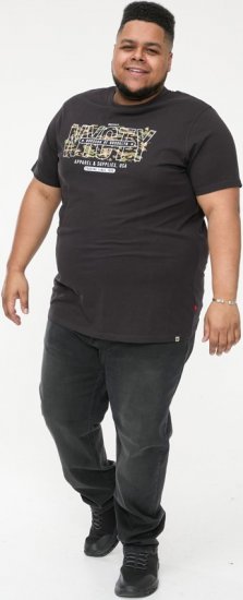 D555 EDWALTON NYCTY Camo Printed Crew Neck T-Shirt Washed Black - T-särgid - Suured T-särgid 2XL – 14XL