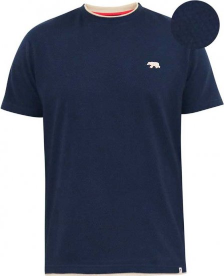 D555 SANDFORD Double Layer On Neck Ribs And Hem Waffle Textured T-Shirt Navy - T-särgid - Suured T-särgid 2XL – 14XL