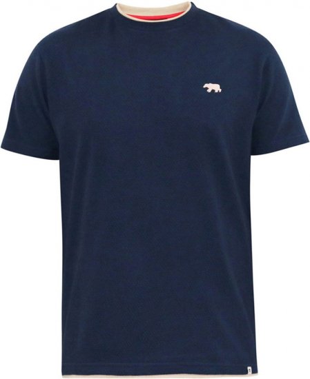 D555 SANDFORD Double Layer On Neck Ribs And Hem Waffle Textured T-Shirt Navy - T-särgid - Suured T-särgid 2XL – 14XL