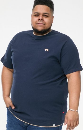 D555 SANDFORD Double Layer On Neck Ribs And Hem Waffle Textured T-Shirt Navy - T-särgid - Suured T-särgid 2XL – 14XL