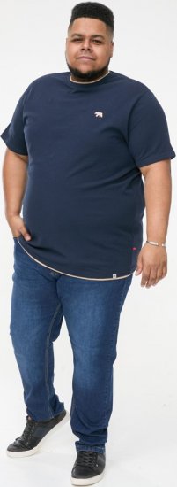 D555 SANDFORD Double Layer On Neck Ribs And Hem Waffle Textured T-Shirt Navy - T-särgid - Suured T-särgid 2XL – 14XL