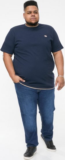 D555 SANDFORD Double Layer On Neck Ribs And Hem Waffle Textured T-Shirt Navy - T-särgid - Suured T-särgid 2XL – 14XL