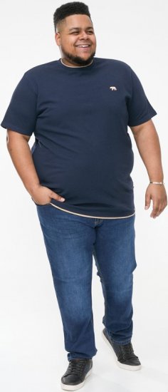 D555 SANDFORD Double Layer On Neck Ribs And Hem Waffle Textured T-Shirt Navy - T-särgid - Suured T-särgid 2XL – 14XL