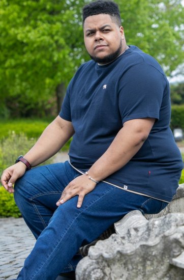 D555 SANDFORD Double Layer On Neck Ribs And Hem Waffle Textured T-Shirt Navy - T-särgid - Suured T-särgid 2XL – 14XL