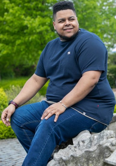 D555 SANDFORD Double Layer On Neck Ribs And Hem Waffle Textured T-Shirt Navy - T-särgid - Suured T-särgid 2XL – 14XL