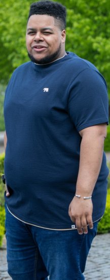 D555 SANDFORD Double Layer On Neck Ribs And Hem Waffle Textured T-Shirt Navy - T-särgid - Suured T-särgid 2XL – 14XL