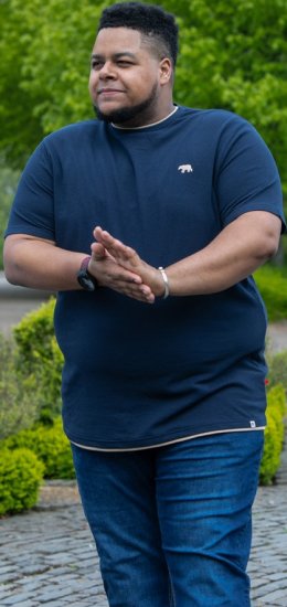 D555 SANDFORD Double Layer On Neck Ribs And Hem Waffle Textured T-Shirt Navy - T-särgid - Suured T-särgid 2XL – 14XL