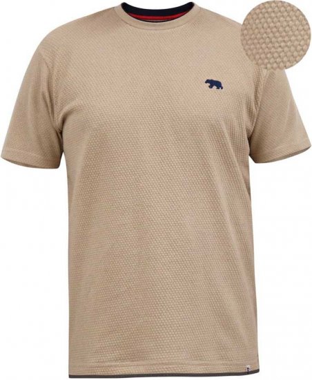 D555 SANDFORD Double Layer On Neck Ribs And Hem Waffle Textured T-Shirt Beige - T-särgid - Suured T-särgid 2XL – 14XL