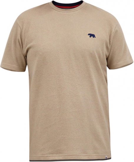 D555 SANDFORD Double Layer On Neck Ribs And Hem Waffle Textured T-Shirt Beige - T-särgid - Suured T-särgid 2XL – 14XL