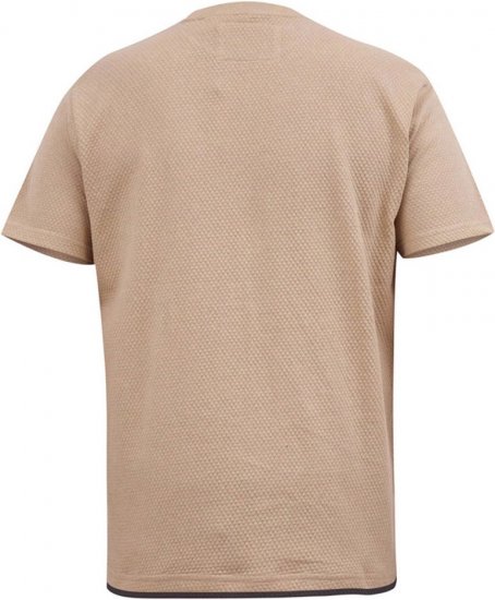D555 SANDFORD Double Layer On Neck Ribs And Hem Waffle Textured T-Shirt Beige - T-särgid - Suured T-särgid 2XL – 14XL