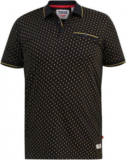 D555 RAUL AOP Jersey Polo With Jacquard Collar, Ribs And Chest Pocket Black - Polosärgid - Meeste suured polosärgid 2XL – 8XL