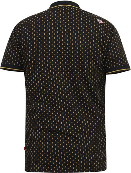 D555 RAUL AOP Jersey Polo With Jacquard Collar, Ribs And Chest Pocket Black - Polosärgid - Meeste suured polosärgid 2XL – 8XL