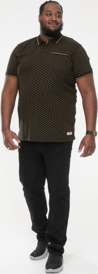 D555 RAUL AOP Jersey Polo With Jacquard Collar, Ribs And Chest Pocket Black - Polosärgid - Meeste suured polosärgid 2XL – 8XL