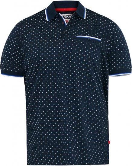 D555 OAKLEY AOP Jersey Polo With Jacquard Collar, Ribs And Chest Pocket Navy - Polosärgid - Meeste suured polosärgid 2XL – 8XL