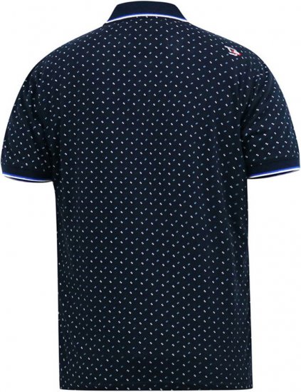 D555 OAKLEY AOP Jersey Polo With Jacquard Collar, Ribs And Chest Pocket Navy - Polosärgid - Meeste suured polosärgid 2XL – 8XL