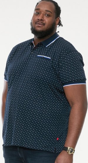 D555 OAKLEY AOP Jersey Polo With Jacquard Collar, Ribs And Chest Pocket Navy - Polosärgid - Meeste suured polosärgid 2XL – 8XL