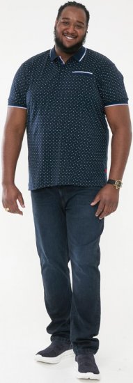 D555 OAKLEY AOP Jersey Polo With Jacquard Collar, Ribs And Chest Pocket Navy - Polosärgid - Meeste suured polosärgid 2XL – 8XL