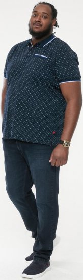 D555 OAKLEY AOP Jersey Polo With Jacquard Collar, Ribs And Chest Pocket Navy - Polosärgid - Meeste suured polosärgid 2XL – 8XL