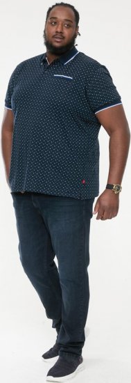D555 OAKLEY AOP Jersey Polo With Jacquard Collar, Ribs And Chest Pocket Navy - Polosärgid - Meeste suured polosärgid 2XL – 8XL