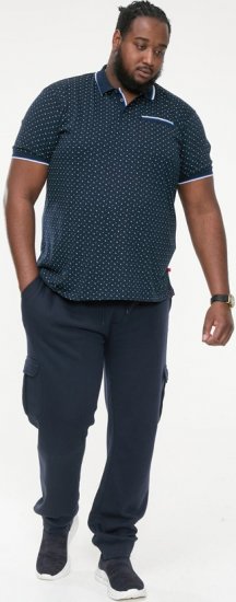D555 OAKLEY AOP Jersey Polo With Jacquard Collar, Ribs And Chest Pocket Navy - Polosärgid - Meeste suured polosärgid 2XL – 8XL