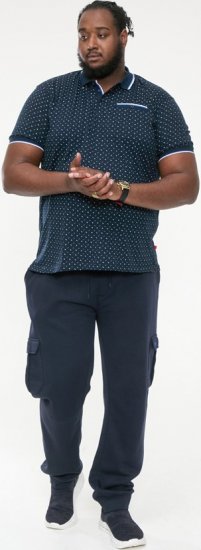 D555 OAKLEY AOP Jersey Polo With Jacquard Collar, Ribs And Chest Pocket Navy - Polosärgid - Meeste suured polosärgid 2XL – 8XL