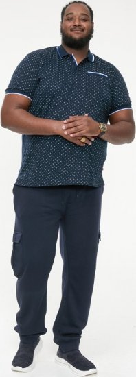 D555 OAKLEY AOP Jersey Polo With Jacquard Collar, Ribs And Chest Pocket Navy - Polosärgid - Meeste suured polosärgid 2XL – 8XL