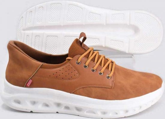 D555 Dartford 1 Kingsize Hands Free Shoes Pu & Faux Suede Top Tan - Meeste Jalatsid 40-52 - 