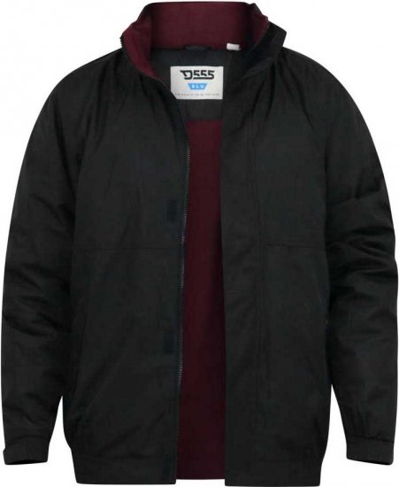 D555 Rudy Showerproof Fleece Lined Jacket With Packaway Hood - Black - Jakid ja joped - Joped, suured suurused: 2XL – 12XL