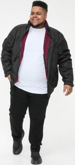 D555 Rudy Showerproof Fleece Lined Jacket With Packaway Hood - Black - Jakid ja joped - Joped, suured suurused: 2XL – 12XL