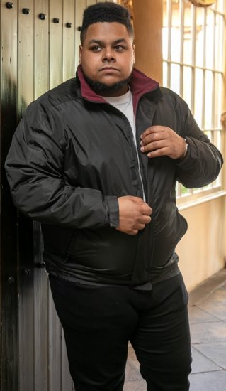 D555 Rudy Showerproof Fleece Lined Jacket With Packaway Hood - Black - Jakid ja joped - Joped, suured suurused: 2XL – 12XL