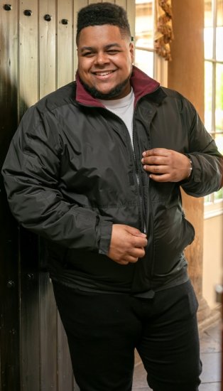 D555 Rudy Showerproof Fleece Lined Jacket With Packaway Hood - Black - Jakid ja joped - Joped, suured suurused: 2XL – 12XL