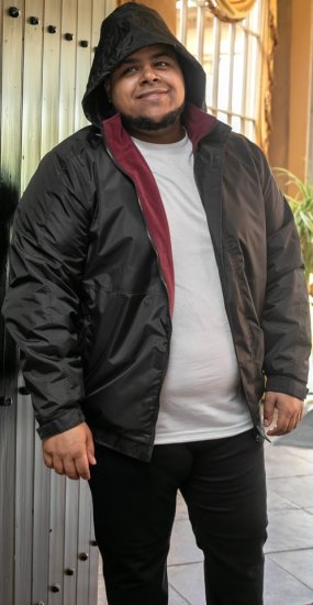 D555 Rudy Showerproof Fleece Lined Jacket With Packaway Hood - Black - Jakid ja joped - Joped, suured suurused: 2XL – 12XL