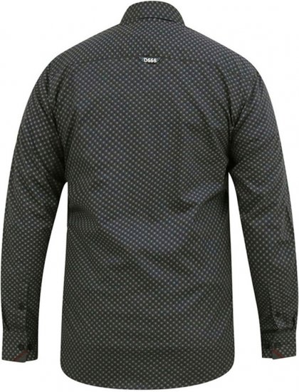 D555 KEATON Micro AOP Long Sleeve Shirt With Concealed Button Down Collar Grey - Särgid - Meeste suured särgid 2XL – 8XL