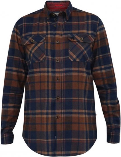 D555 SHERLOCK Check Overshirt With Two Patch Pockets & Button Down Collar Navy - Särgid - Meeste suured särgid 2XL – 8XL
