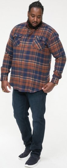D555 SHERLOCK Check Overshirt With Two Patch Pockets & Button Down Collar Navy - Särgid - Meeste suured särgid 2XL – 8XL