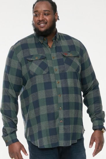 D555 GARFIELD Check Overshirt With Two Patch Pockets & Button Down Collar Navy - Särgid - Meeste suured särgid 2XL – 8XL