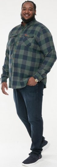 D555 GARFIELD Check Overshirt With Two Patch Pockets & Button Down Collar Navy - Särgid - Meeste suured särgid 2XL – 8XL