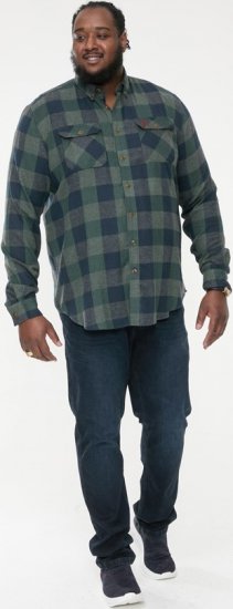 D555 GARFIELD Check Overshirt With Two Patch Pockets & Button Down Collar Navy - Särgid - Meeste suured särgid 2XL – 8XL