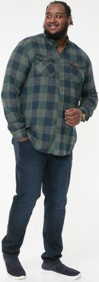 D555 GARFIELD Check Overshirt With Two Patch Pockets & Button Down Collar Navy - Särgid - Meeste suured särgid 2XL – 8XL
