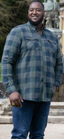 D555 GARFIELD Check Overshirt With Two Patch Pockets & Button Down Collar Navy - Särgid - Meeste suured särgid 2XL – 8XL