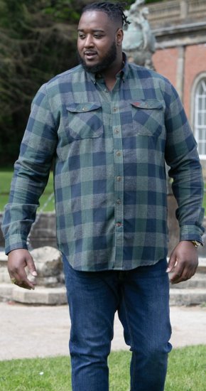 D555 GARFIELD Check Overshirt With Two Patch Pockets & Button Down Collar Navy - Särgid - Meeste suured särgid 2XL – 8XL