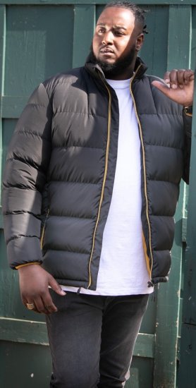 D555 CRISTIANO Puffer Jacket With Binding On Cuffs And Embroidery Badge On Sleeve Black - Jakid ja joped - Joped, suured suurused: 2XL – 12XL