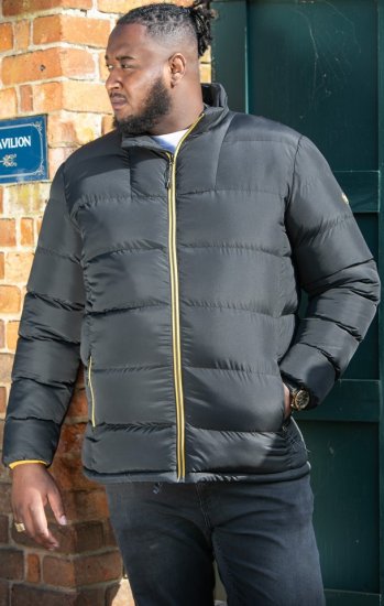 D555 CRISTIANO Puffer Jacket With Binding On Cuffs And Embroidery Badge On Sleeve Black - Jakid ja joped - Joped, suured suurused: 2XL – 12XL