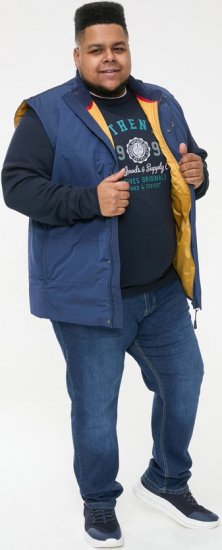 D555 FELIPE Zip Through Padded Gilet With Contrast Colour Lining And Rubber Badge Navy - Jakid ja joped - Joped, suured suurused: 2XL – 12XL
